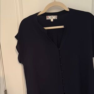 Navy Blue Button-Down Women's Top